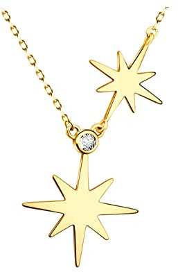 Sofia Milani - Damen Halskette 925 Silber - vergoldet/golden - mit Zirkonia Steinen - Stern Anhänger - N0422