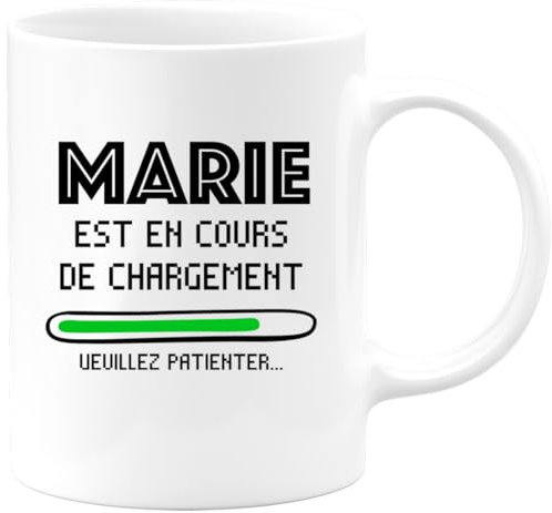 quotedazur - Mug Marie Est En Cours De Chargement Veuillez Patienter - Blanc/Céramique