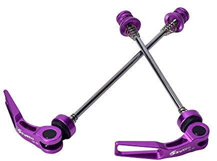 2Pcs Aluminium Alloy Bicycle Quick Release Wheel Hub Skewers Mountain Road Bike Front&Rear Skewer Bolt Lever Axle Bicycle Tools (Purple)