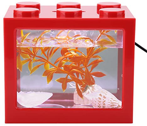 Mini Aquarium en Acrylique, Kits de Démarrage pour Aquarium Mini Aquarium Rangée Aquarium Empilable Cube Réservoir Bureau Mini Aquarium Réservoir Bol avec Lumière LED USB