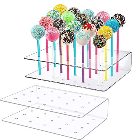 Irtyif Soporte para Tartas, 2 Piezas 20 Agujeros Expositor de Cake Pop Soporte, para Piruletas Bodas Cumpleaños Fiestas Dulces Halloween Navidad