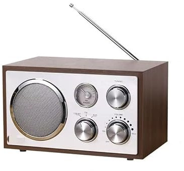 Radio WiFi/DAB FM Portable Digital Radio, 4.2 Wireless Bluetooth, 3.5 mm Headphones-Out, 28000 Stations, Dual Alarms Clock, Snooze Timer, Walnut