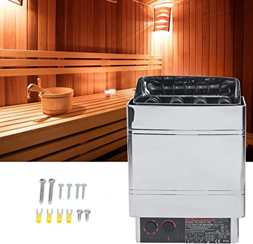 UIGJIOG Stainless Steel Sauna Stove Heater with Built-In Controller Electric Sauna Heater Wet&Dry Sauna Stove Home SPA Sauna Room Supports Body Detox,6KW