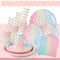 OSDUE 82PCS Vajilla de Fiesta de Lunares de Oro Rosa, Juego de Vajilla de Fiesta, Juego de Suministros de Cumpleaños Que Contiene Platos, Tazas, Pajitas, Servilletas, Manteles y Pancartas