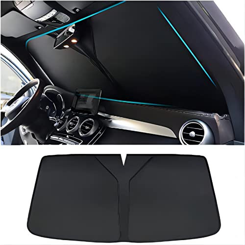 Parasol Coche Delantero para Hyundai I30 2017-2023, Originales Plegable Parasol Paraguas Coche Protector Solar Protección Rayos UV Accesorios Coche,Black