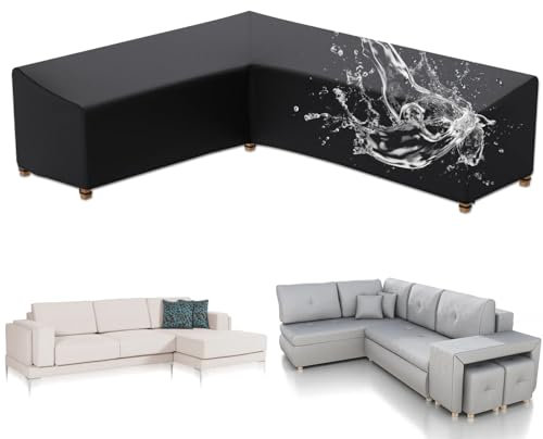 Abdeckung für Gartenmöbel V-Form, Sofa Abdeckung Schutzhülle Gartenmöbel Wasserdicht, Winddicht UV-Beständiges, 210D Oxford Gewebe Schutzhülle für V Form Lounge Sofa, Ecksofa -215 x 215 x 87cm