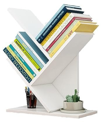GAESHOW Tree Bookshelf, Floor Standing Book Shelf, Modern Wood Book Storage Rack, Freestanding Book Shelf for Living Room, Home Office