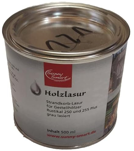 Holzlasur grau 500ml für grau lasierte Gestellhölzer Strandkorbserie Rustikal 250 und 255 Plus von Sonnen Partner