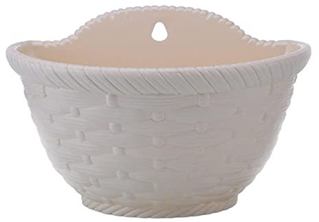 TEEKU Pots de fleurs à suspendre en plastique semi-circulaire à suspendre pour clôture, pots de fleurs à ventouse automatique, vases hydroponiques pour fleurs (beige, taille unique)