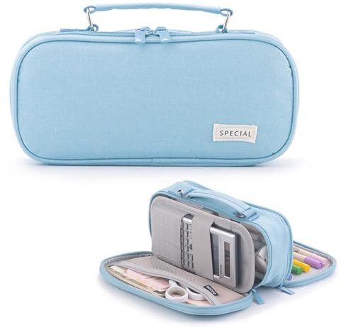 X SIM FITNESSX Große Kapazität Federmäppchen Federtaschen Teenager Mädchen Mäppchen Etui Stifte, Schlamppermäppchen Pencil Case für Schule & Büro (Blau)