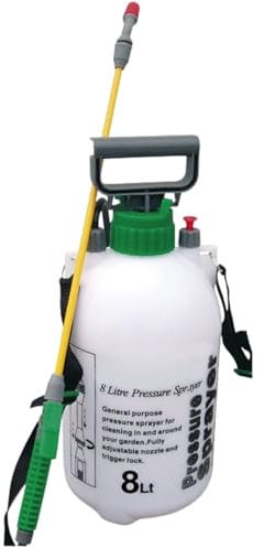 Top Home Solutions® 8 Litre Garden Sprayer, Pump Action Pressure Sprayer with Adjustable Nozzle & Lockable Trigger, Weed Killer Sprayer Pump - Ideal for Pesticides, Fungicides, Insecticides