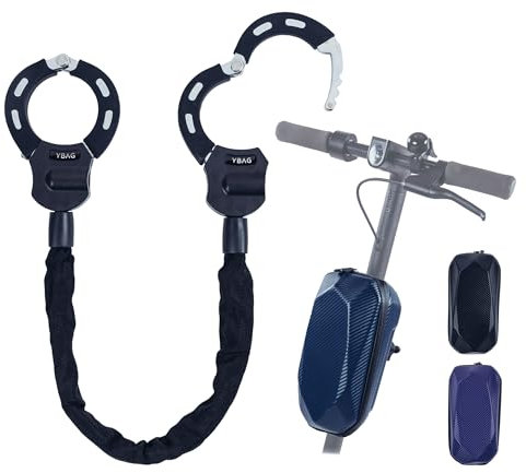 YBAG E Scooter Schloss - Handschellenschloss aus gehärteten Kettengliedern für hohe Sicherheit - E Roller Schloss | Fahrradschloss - mit Tasche in verschiedenen Farben als Zubehör (Blau)