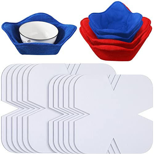 Tudomro 24 Pcs Bowl Cozy Pre Cut Batting Wrap Batting Bowl Cozy Template Pattern Bowl Wrap Cut on Fold Template for Sewing DIY, 9.84 x 9.84 Inch, 7.8 x 7.8 Inch