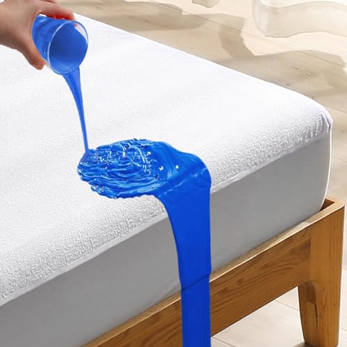 Bedecor wasserdichte Matratzenauflage 180x200cm - Fünf Seiten Wasserdicht Baumwolle Matratzenschoner, Nässeschutz, schimmelresistent, hygienisch waschbar Inkontinenzunterlage