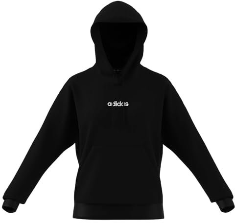 adidas Mujer Essentials Linear Fleece Hoodie, Black/White, L