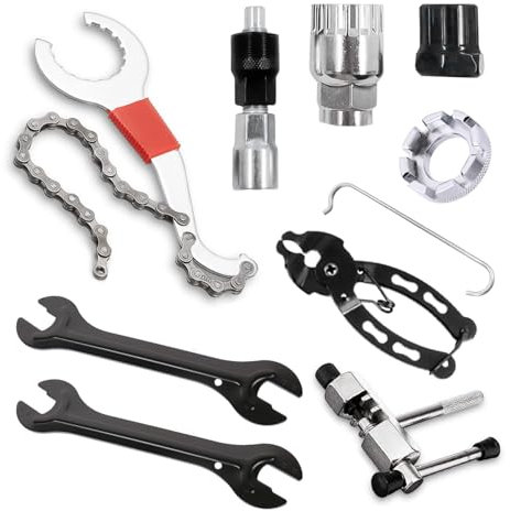 GOIEHIR Outil de Cassette de Vélo, Outil de Réparation de Vélo 9 Pièces, Outil de Retrait de Cassette de Vélo, Extracteur de Manivelle pour l'entretien, Le Démontage ou l'assemblage de Vélo