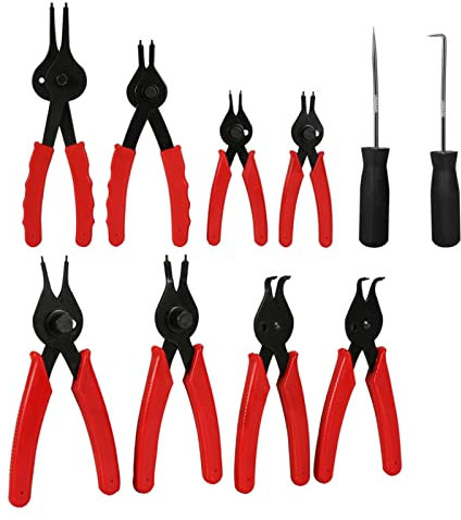 Jeu de Pinces à Circlips Universelles, 11 Pièces avec Joints Réversibles, Poignées Isolées Confortables, étui de Transport moulé par Soufflage, adapté aux Voitures, Camions et