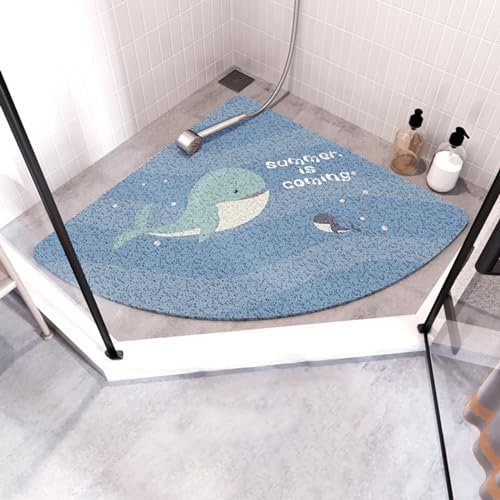 ForceRoute Dreieckige Luffa Badematte,Sector Dusch Antirutschmatte,Massage,Weicher Textur,Viertelkreis,Ohne Zu Verstopfen,Schnell Trocknend,FüR Begehbare Duschen,Stehende Duschen,Kleine Badewannen