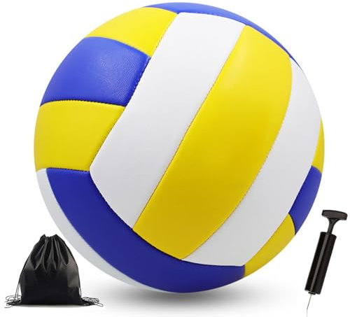 Bibykivn Volleyball,Beachvolleyball,Weicher Touch Volleyball Training für Beach Outdoor Indoor Spiel,Offizieller Größe 5,Artikel mit Rucksack und Pump Mesh Bag (A (Verstärkte Ausführung))