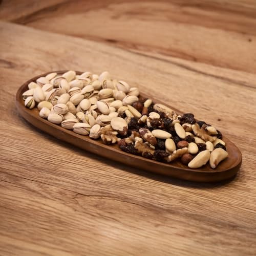 DECCARO Piatto da portata in legno di acacia di alta qualità, ovale, medio, 30 cm