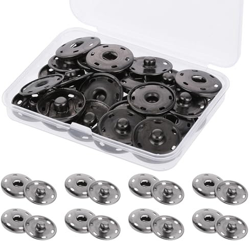20 Sets Druckknöpfe aus schwarzem Messingmetall 25 mm Druckknopf Metall Druckknöpfe Zum Annähen für Handtasche, Kleidung, Geldbeutel, Hüte Nähreparatur und Handwerk DIY
