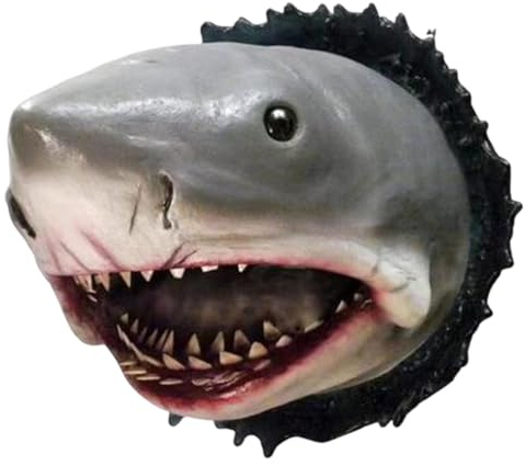 Tuxxjzm Haiköpfe Wandhalterung, Statue | Harz Haiköpfe Wandhalterung | Gruselige tolle Haifisch-Skulptur Kunstdekoration | Haifischstatue Wandbehang Tierköpfe Skulptur | Haiköpfe Dekoration
