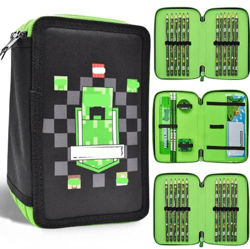 ADYEKSD Federmäppchen, mit Fächern, ohne Schulbedarf, My World Federmäppchen, Schule, Kinder, Jungen, Goodies, offizielles Zubehör für Gamer