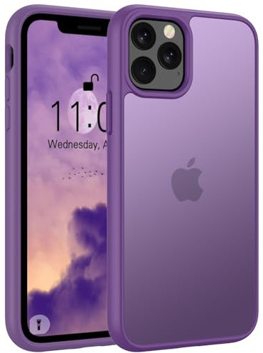 Andwing Matt Hülle für iPhone 11 Pro Max 6,5 Zoll, Militärstandard FallSchutz Handyhülle für iPhone 11 Pro Max, Mattierte Durchscheinende Rückseite Schutzhülle, Anti-Fingerabdruck Tiefes Lila