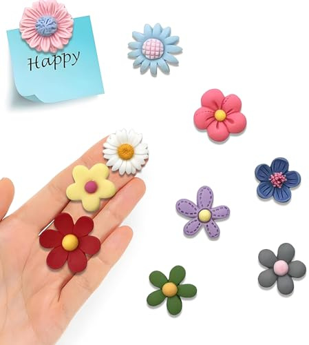 3D Bunt Whiteboard Magnete Kühlschrank, 10 Stück Kleine Magnete für Magnettafel Stark Blumen, Kühlschrankmagnete für Küche Büro Deko