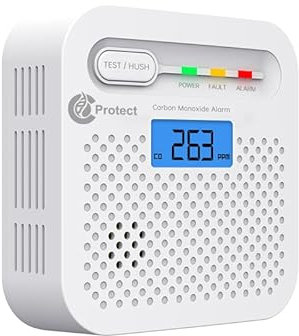 CProtect Y100A-CR Carbon Monoxide Detector – 10-Year Sealed Battery, LCD Display, 360° Detection, 85dB Alarm, EN50291-1:2018 Certified