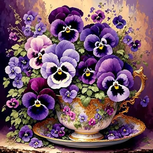 Jawecci Blumen Diamond Painting Erwachsene, 5D Diamant Painting Bilder Erwachsene Vase Blumen, DIY Runde Diamant Kunst Set Diamant Malerei Kinder für Home Dekor 30x40cm