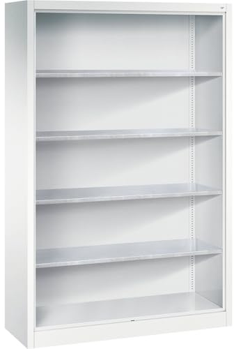 C + P Möbelsysteme | Werkstattschränke | lichtgrau RAL 7035 | Mit 4 verzinkten Fachböden, HxBxT 1950 x 1200 x 400 mm