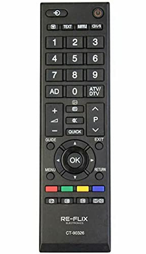 Re-Flix Télécommande CT-90326 / RM-L890+ compatible avec Toshiba TV 19EL833