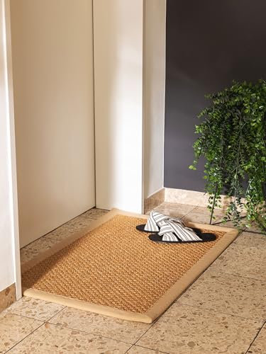 benuta Pure Fußmatte Greta - Beige 60x90 cm - 100% Sisal - Rechteckig & im Style: Bordüre, Uni, Natural Living, Scandi Living - Pflegeleicht für Wohnzimmer Schlafzimmer Flur Terrasse Balkon