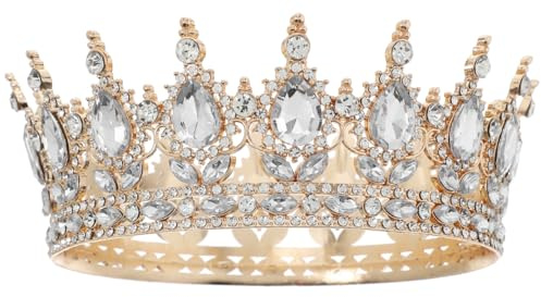 DOITOOL Kinderkrone mit Strass, Weiße Prinzessinnen-Tiara | Kleine Kostümkrone für Mädchen bei Geburtstag, Karneval, Halloween, Theater und Fotoshooting