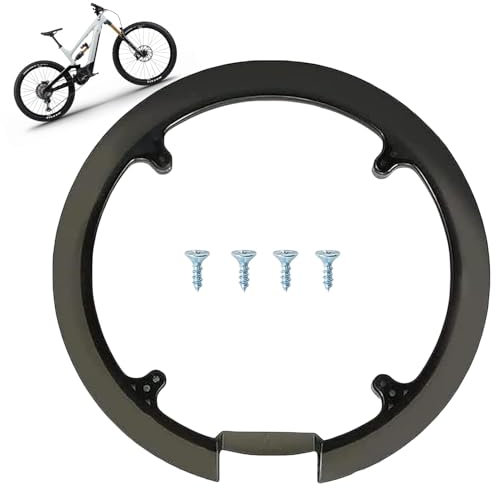 Zerquell Cubierta Protectora de Cadena de Bicicleta, para Cadenas de 42/44 T, Protector de Plato de Bicicleta de Montaña con 4 Tornillos, Anillo Protector De Cadena Universal De 4 Orificios (Negro)