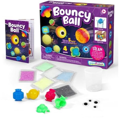 Feirdhoo Flummi Selber Machen Set für Kinder-Bälle selber Machen-Fun Science Bunte Flummi Power,Coole Farbmuster selber Mixen,Aktivität Experimentierset für Kindergeburtstag ab 8 Jahre