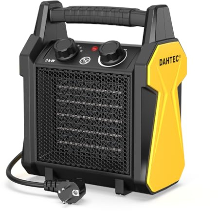 DAHTEC Keramik Heizlüfter 3000 Watt mit Thermostat & Kippschutz Elektroheizgebläse elektrisch Heizgerät mit 3 Heizstufen für Bad und Innenbereich