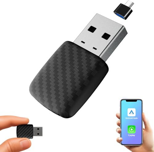 Sunweyer S28 Super Mini USB inalámbrico CarPlay y Android Auto adaptador Dongle, convertir con cable a inalámbrico, compatible con coche a partir de 2017, compatible con actualización OTA