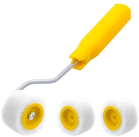 Petit Rouleau Peinture 2cm avec 2 Rouleaux de Rechange | Border Retoucher en Laine Mini Rouleau Peinture Kit de Rouleaux de Peinture pour Peindre, Réparer les Bords ou les Coins