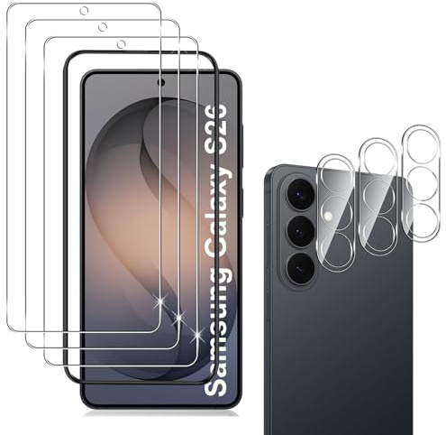 Wayneer Verre Trempé Pour Samsung Galaxy S26, 3+3 Pièces Protection | Vitre Protecteur écran, Protective Camera, 9H Dureté Ultra HD Anti Rayures Film Sans Bulles Avec Outil D'alignement Facile