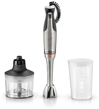 Bosch MSM8M930 Frullatore a Immersione, Potente, Motore 1500 Watt, Acciaio | ErgoMaster Serie 8, Frullatore a immersione, 6 Lame Accicaio, Cavo Elicoidale, Made in Europe, 10 anni di garanzia sul motore