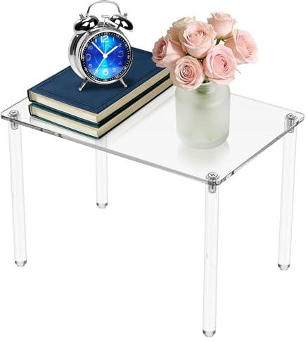 Zhjiutak Display Riser,Plant Stands, 30x20x20cm Table Display Stand Rectangular 4 Leg Clear Shelf Riser 5mm Thick Acrylic for Decor Collectible Figure Cosmetics Desserts