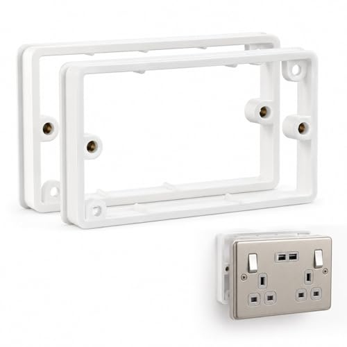 2 PCS 20mm Double Socket Spacer, White Socket Spacer, Light Switch Spacers, Easy Installation for Tiled or Panelled Surfaces