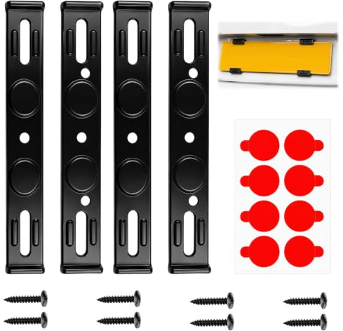 4x Number Plate Holders, Trailer Number Plate Holder with Number Plate Clips, Frameless Invisible, Universal Car Reg Plate Holder – Strong, Weather-Resistant License Plate Fixing Kit