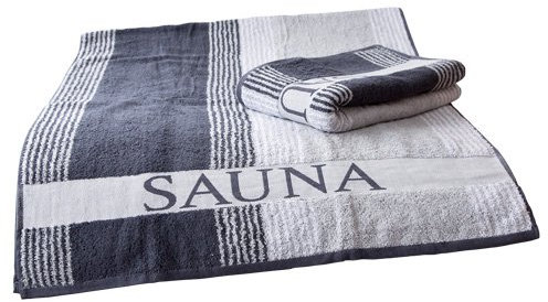 Finnsa Saunatuch XL in grau-weiß, 200x80cm