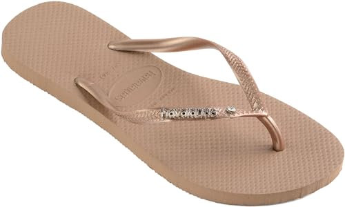 Havaianas Womens Slim Glitter Flip Flops Sandals Gold 8 UK