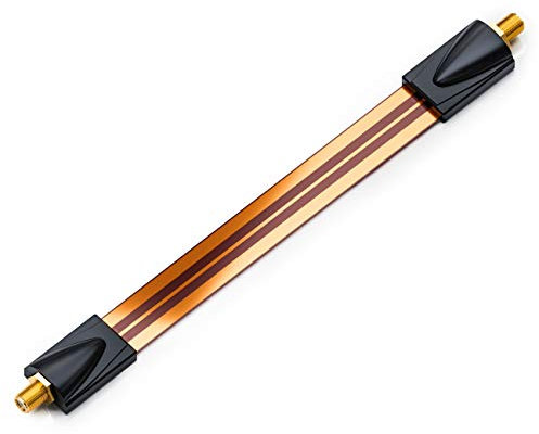 deleyCON 1x Traversée de Fenêtre Câble SAT 17 cm Flexible 26 cm de Longueur Câbles de Fenêtre Raccord Fenêtres & Portes Plaqué or Extrêmement Plat Blindé Tampons Adhésifs - Cuivre