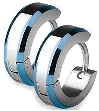 Tapsi´s Coolbodyart® Ohrring Edelstahl silber mit blau