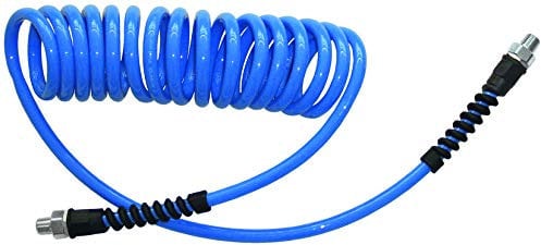 ewo Druckluft-Spiralschlauch Polyurethan, mit Anschlussgewinde G1/4 (Messing verzinkt), Schlauch-ø: 10 x 6,5 mm, Arbeitslänge: 6 m, Außen-ø: 60 mm, Arbeitsdruck: 16,8 bar